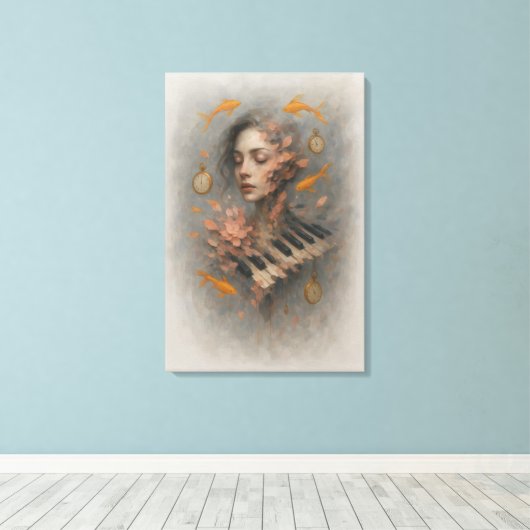 Abstract Music Art | Surreal Piano Canvas Afdruk (Insitu (Houten vloer))