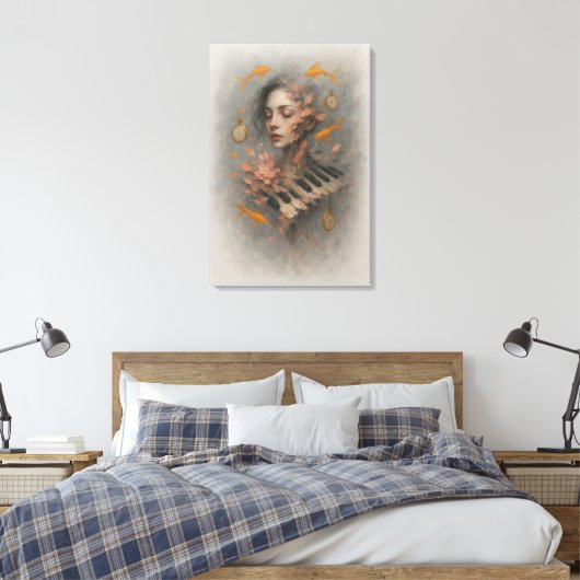 Abstract Music Art | Surreal Piano Canvas Afdruk (Insitu (Slaapkamer))