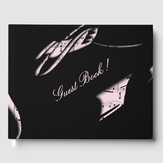Abstract Muziek Guestbook Roze Gastenboek (Voorkant)
