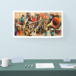 Abstract muziekgereedschap spandoek