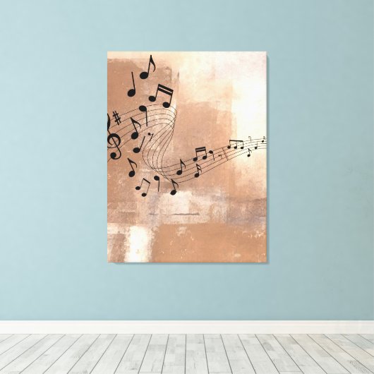 Abstract Muzieknoten Verrekend Canvas (Insitu (Houten vloer))