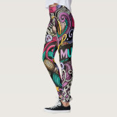 Abstract muziekpatroon leggings (Links)