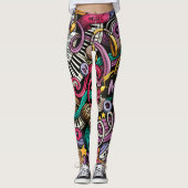 Abstract muziekpatroon leggings (Voorkant)