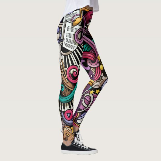 Abstract muziekpatroon leggings (Rechts)