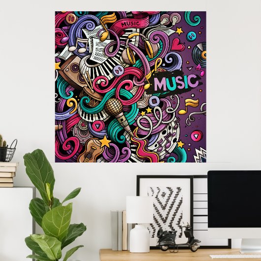 Abstract muziekpatroon poster (Thuiskantoor)