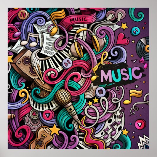 Abstract muziekpatroon poster (Voorkant)