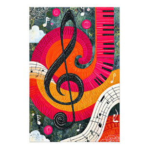 Abstract Muzikaal Ontwerp Foto Afdruk