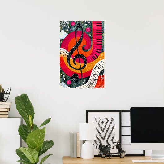 Abstract Muzikaal Ontwerp Poster (Thuiskantoor)