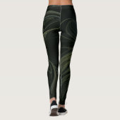 Abstract mystisch ontwerp van groene manden op zwa leggings (Achterkant)