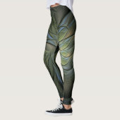 Abstract mystisch ontwerp van groene manden op zwa leggings (Links)