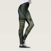 Abstract mystisch ontwerp van groene manden op zwa leggings (Rechts)