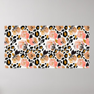 Abstract naadloos bloempatroon: bloemen met zeb poster