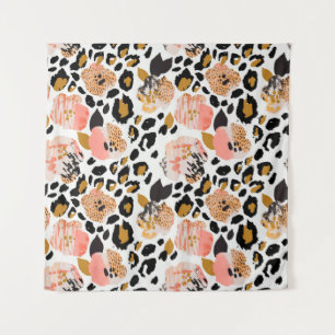 Abstract naadloos bloempatroon: bloemen met zeb wandkleed