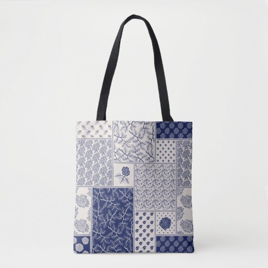 Abstract naadloos, delicaat patchwork-patroon, don tote bag (Voorkant)