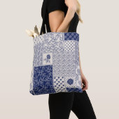 Abstract naadloos, delicaat patchwork-patroon, don tote bag (Dichtbij)
