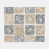  abstract naadloos doedelpatroon. Zwart Fleece Deken (Voorkant (Horizontaal))