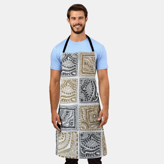  abstract naadloos doedelpatroon. Zwart Schort (Gedragen)