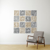  abstract naadloos doedelpatroon. Zwart Wandkleed (In situ)