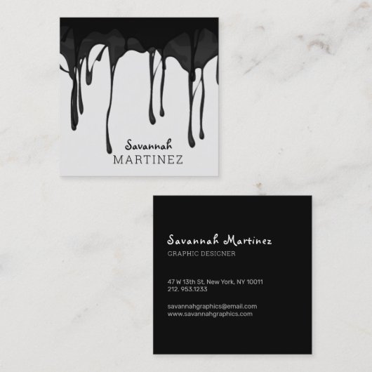 Abstract naadloos elegant zwart, grijs uitstrijken vierkante visitekaartje (Voorkant / Achterkant)