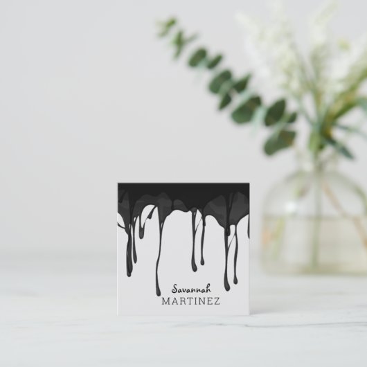 Abstract naadloos elegant zwart, grijs uitstrijken vierkante visitekaartje (Staand voorkant)