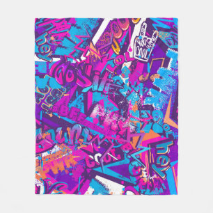 Abstract naadloos graffiti woordenpatroon. Grunge Fleece Deken