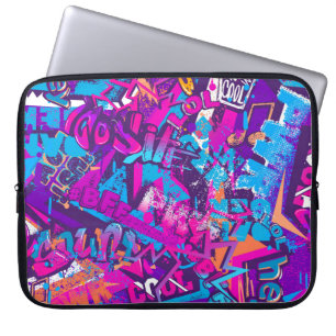 Abstract naadloos graffiti woordenpatroon. Grunge Laptop Sleeve