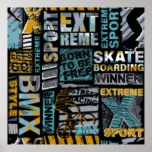 Abstract naadloos grijppatroon. Stedelijke stijlmo Poster