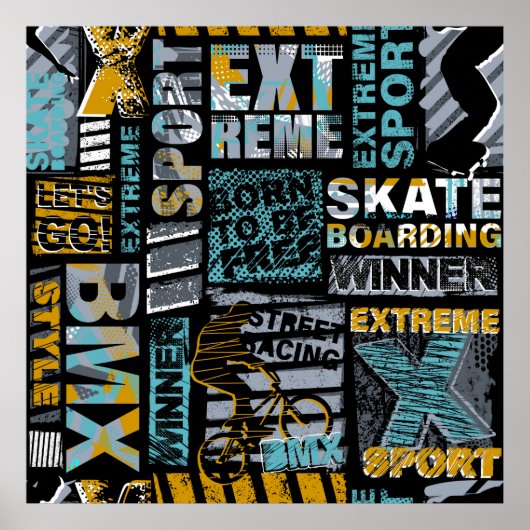 Abstract naadloos grijppatroon. Stedelijke stijlmo Poster (Voorkant)