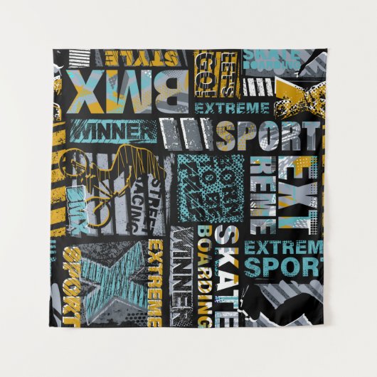 Abstract naadloos grijppatroon. Stedelijke stijlmo Wandkleed (Voorkant (horizontaal))