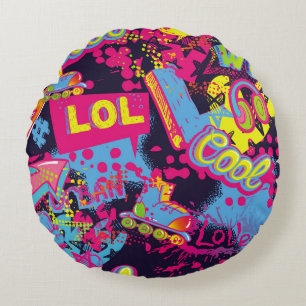 Abstract naadloos grijs tienerspatroon. Comics Rond Kussen