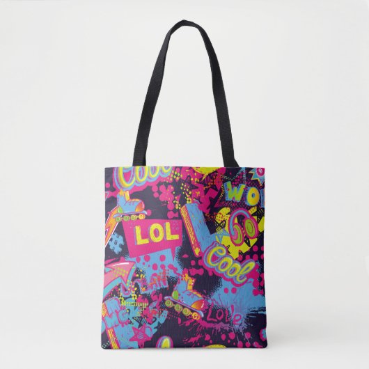 Abstract naadloos grijs tienerspatroon. Comics Tote Bag (Voorkant)