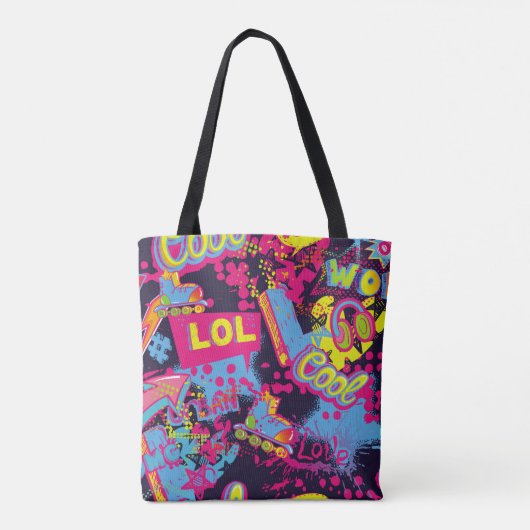 Abstract naadloos grijs tienerspatroon. Comics Tote Bag (Achterkant)