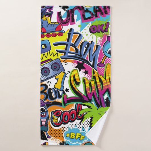 Abstract naadloos komiepatroon met palmboom, h badhanddoek (Badhanddoek)