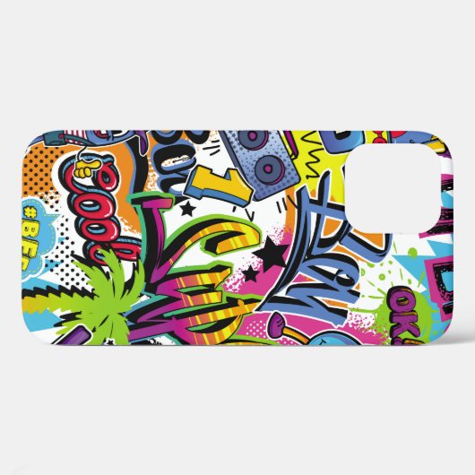 Abstract naadloos komiepatroon met palmboom, h Case-Mate iPhone case (Achterkant (horizontaal))