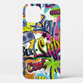 Abstract naadloos komiepatroon met palmboom, h Case-Mate iPhone case (Achterkant)