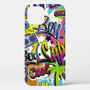 Abstract naadloos komiepatroon met palmboom, h Case-Mate iPhone case