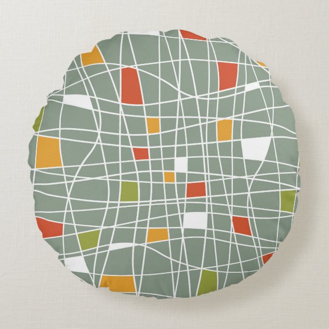 Abstract naadloos: modern patroonontwerp. rond kussen (Voorkant)