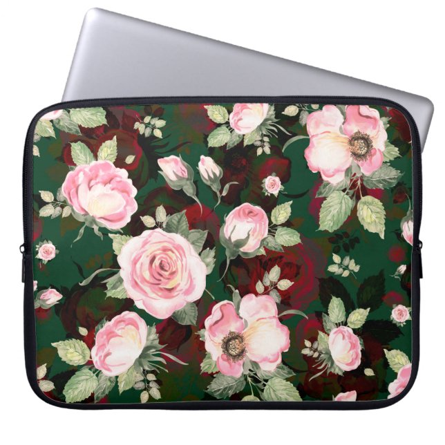 Abstract naadloos mooi patroon getrokken bloei laptop sleeve (Voorkant)