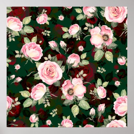 Abstract naadloos mooi patroon getrokken bloei poster (Voorkant)