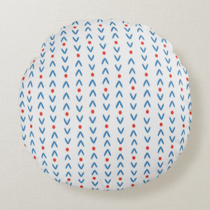 Abstract naadloos patroon in blauw en rood op crè rond kussen