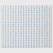 Abstract naadloos patroon in blauw en rood op crèm cadeaupapier (Vlak)