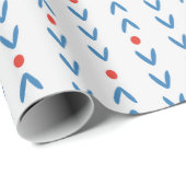 Abstract naadloos patroon in blauw en rood op crèm cadeaupapier (Rol Hoek)