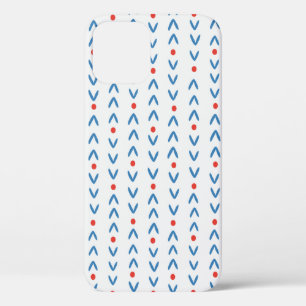 Abstract naadloos patroon in blauw en rood op crèm Case-Mate iPhone case