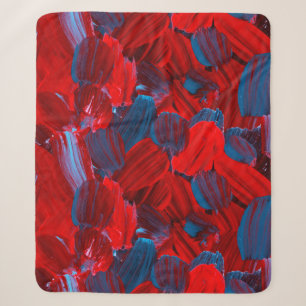 Abstract naadloos patroon in rode en blauwe kleur sherpa deken