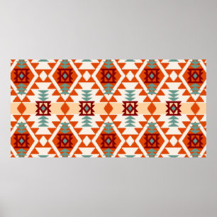Abstract, naadloos patroon, inheems amerika poster