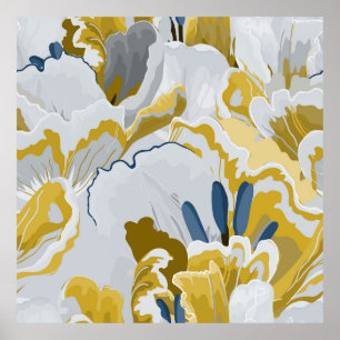 Abstract naadloos patroon. Licht grijs, geel, g Poster