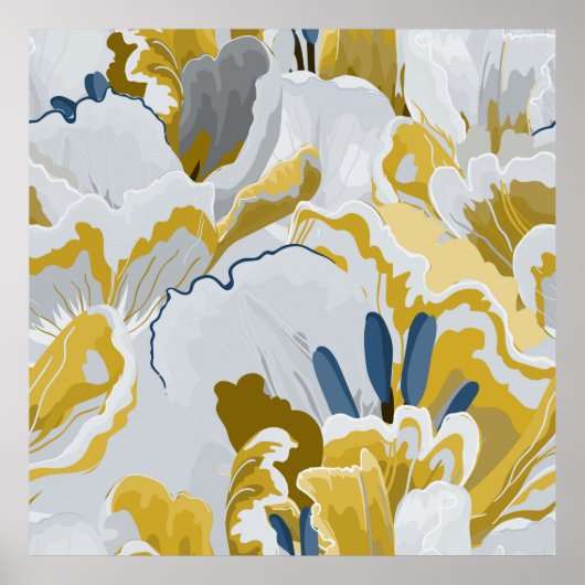 Abstract naadloos patroon. Licht grijs, geel, g Poster (Voorkant)