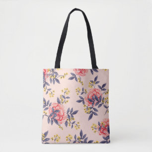 Abstract naadloos patroon met bladeren en tote bag