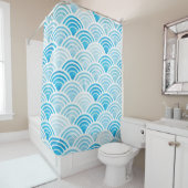 Abstract, naadloos patroon met blauw water douchegordijn (In situ)