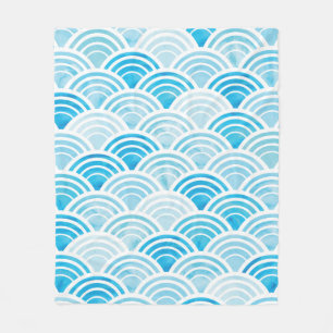 Abstract, naadloos patroon met blauw water fleece deken